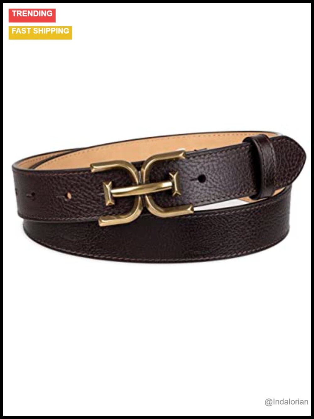Double-E Plaque Logo Buckle Slim Textured Belt Jeans Dresses